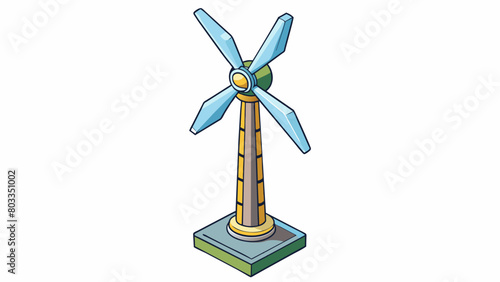 A wind turbines sleek blades are carefully angled and aligned to maximize the capture of wind energy as it rotates while a sy base ensures stability. Cartoon Vector