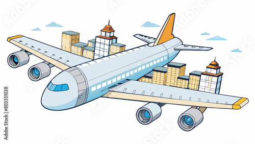 A wide and majestic aircraft with massive wings and multiple windows capable of soaring through the sky with the help of powerful engines bridging the. Cartoon Vector