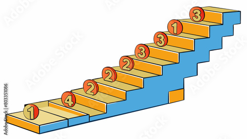A year is like a staircase with each step representing a different month leading us on a journey through the ups and downs of life.. Cartoon Vector