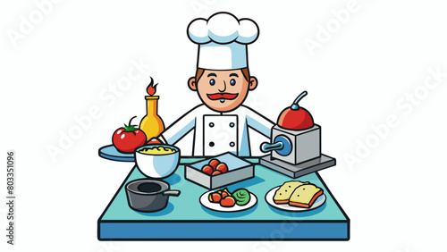 A writer is like a chef carefully selecting the right ingredients of emotions characters and settings to cook up a delicious story for their readers. Cartoon Vector