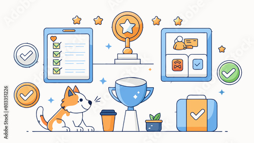  Daily tasks and challenges to keep users engaged and earn rewards for their pet . Cartoon Vector