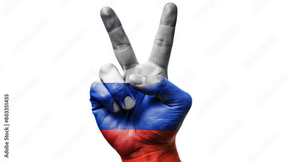 A man's hand in the colors of the Russian flag