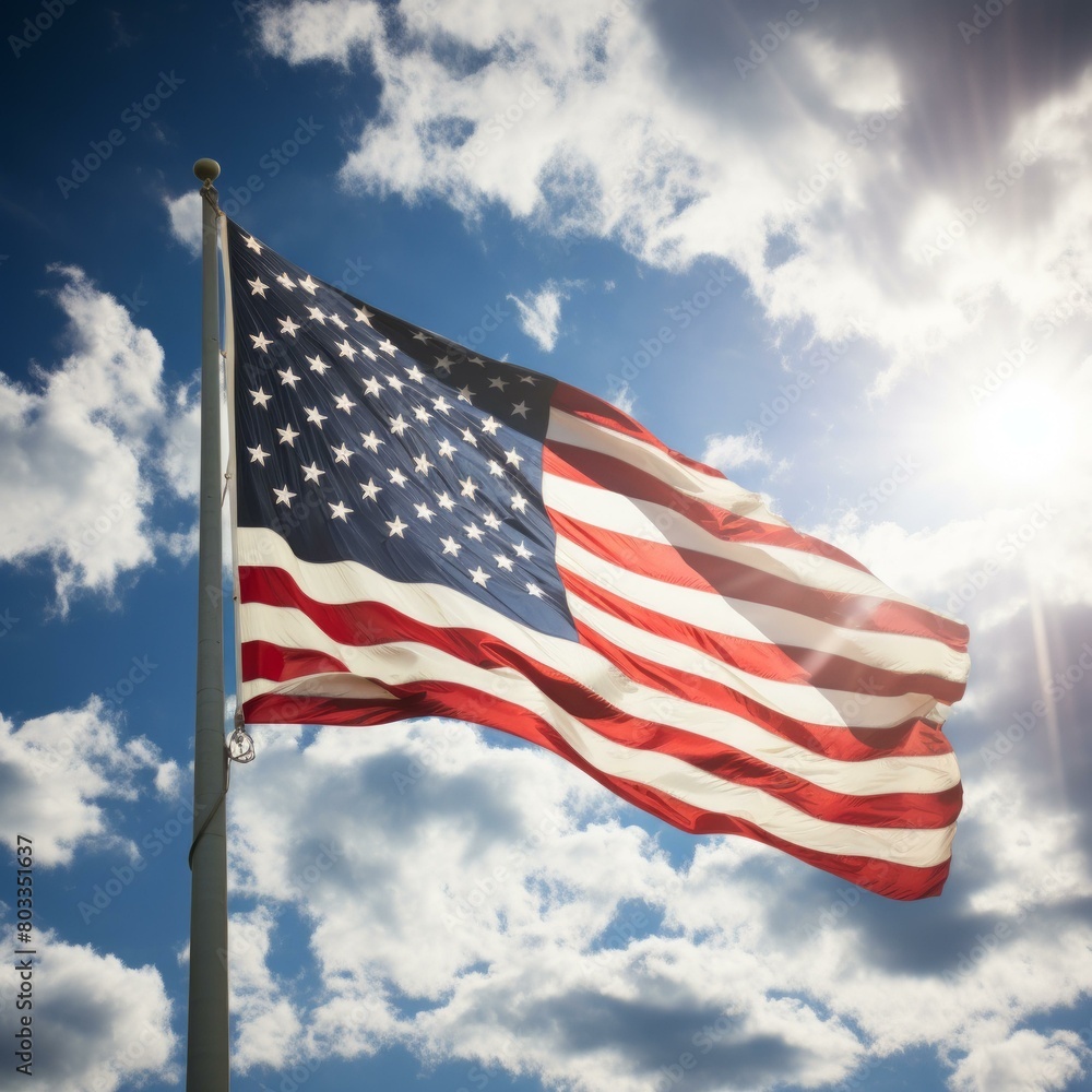 American flag waving in the wind American flag waving in the wind
