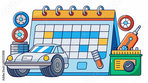 Monthly Car Maintenance Schedule The schedule outlines when the car should be taken for an oil change tire rotation and general checkup. It also. Cartoon Vector