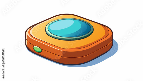 Object A A compact lightweight device with a sleek curved design. It has a smooth glossy surface and a single circular button on the top. When pressed. Cartoon Vector