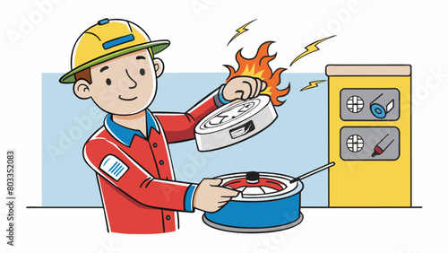 Replacing the Batteries in a Smoke Detector A simple but crucial maintenance task for home safety. Involves regularly checking and replacing the. Cartoon Vector