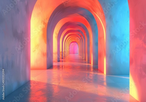Pink and Blue Futuristic Sci-Fi Corridor