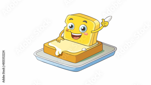 Spreading butter on toast A soft oily butter is spread onto the surface of the toast providing a smooth slippery surface that makes it easier to chew. Cartoon Vector