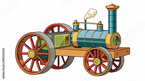 Steam engine A machine with rotating wheels powered by the expansion of steam created by heating water with coal or other fuels.. Cartoon Vector