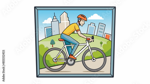 The cyclist pedaled away from the bustling city heading towards the serene countryside. The metal frame of the bike was adorned with stickers and. Cartoon Vector