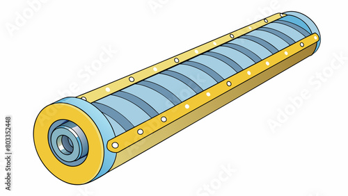 The conveyor roller is made of sy plastic and is shaped like a donut. It has a hollow center and six long curved ridges on its outer surface.. Cartoon Vector