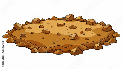 The dirt on the construction site is thick and brown containing rocks and debris from the excavation.. Cartoon Vector