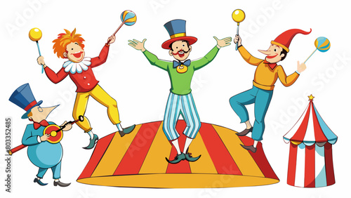 The circus performers take to the stage each one showcasing their unique skills and talents. The acrobats soar through the air with jawdropping stunts. Cartoon Vector