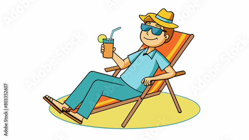 The gentle warmth of the sun on your skin as you lounge in a comfortable chair sipping on a cold glass of lemonade.. Cartoon Vector