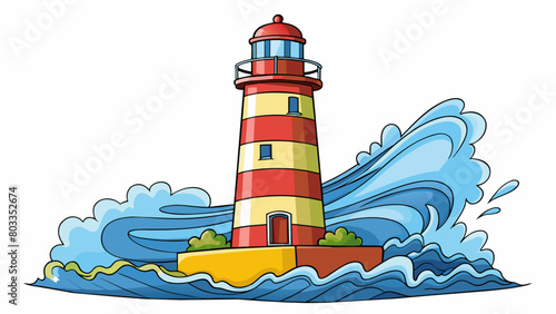 The lighthouse stood tall and strong amid the crashing waves as it guided ships to safe harbor its unwavering beam providing a beacon of hope and. Cartoon Vector