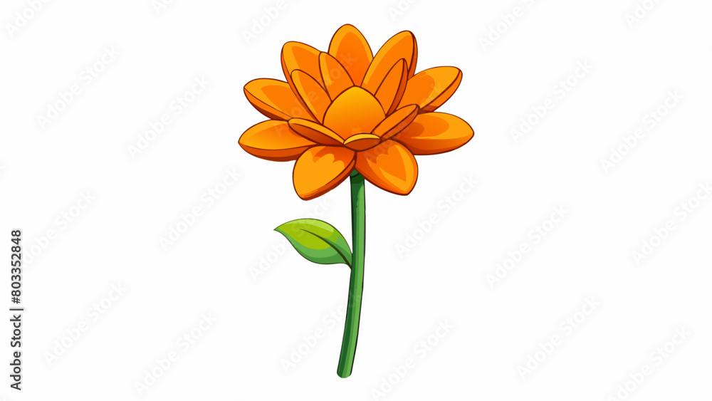 The smooth silky petals of a vibrant orange flower standing tall on a green stem.. Cartoon Vector