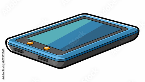 The sleek black device had a touch screen display and a slim lightweight design making it portable and easy to use.. Cartoon Vector