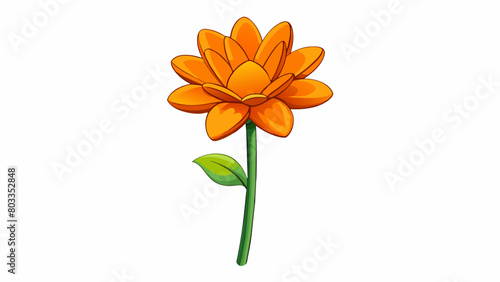 The smooth silky petals of a vibrant orange flower standing tall on a green stem.. Cartoon Vector