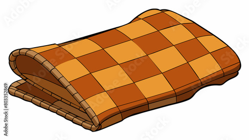 The second candidate is a cozy blanket soft and warm to the touch. It is made of a wool blend featuring a checkered pattern in soothing earth tones.. Cartoon Vector