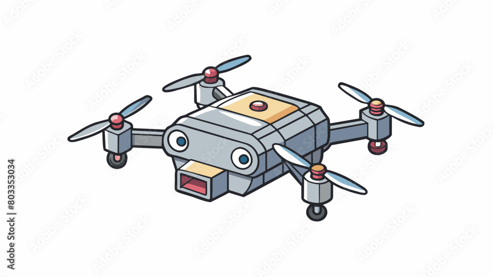 The Transformer drone is a small compact flying machine with a matte gray exterior. Its nimble wings resemble that of a dragonfly and its cameras. Cartoon Vector The Transformer drone is a small compact flying machine with a matte gray exterior. Its nimble wings resemble that of a dragonfly and its cameras. Cartoon Vector