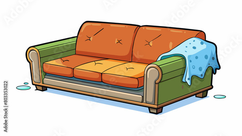 The tired wornout couch was rep with a brand new one. The replacement couch was made of highquality stainresistant fabric and had a modern design. Cartoon Vector