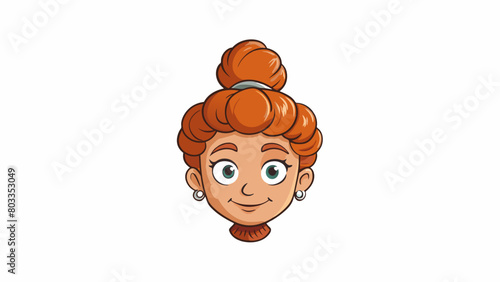 Thick chestnut tresses knotted into a messy bun hinting at a busy and adventurous lifestyle.. Cartoon Vector