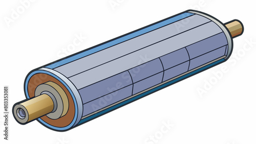 This conveyor roller is a cylindrical metal object with a smooth surface. It is approximately 6 inches in diameter and has a series of evenly spaced. Cartoon Vector
