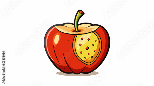 This apple is a nod to autumn with its warm golden skin and speckles of red and orange. Its shape is tall and slim almost like a miniature pumpkin.. Cartoon Vector