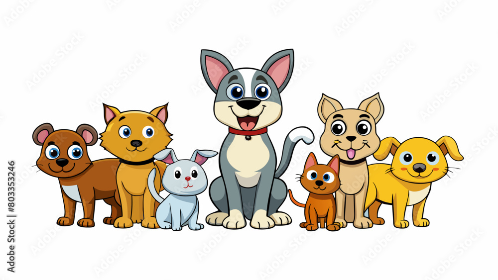 Variety of pets to choose from each with unique characteristics and needs . Cartoon Vector Variety of pets to choose from each with unique characteristics and needs . Cartoon Vector