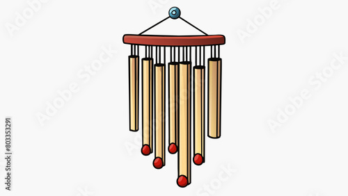 When music is played near the wind chimes they respond with gentle chiming sounds creating a serene and peaceful atmosphere.. Cartoon Vector