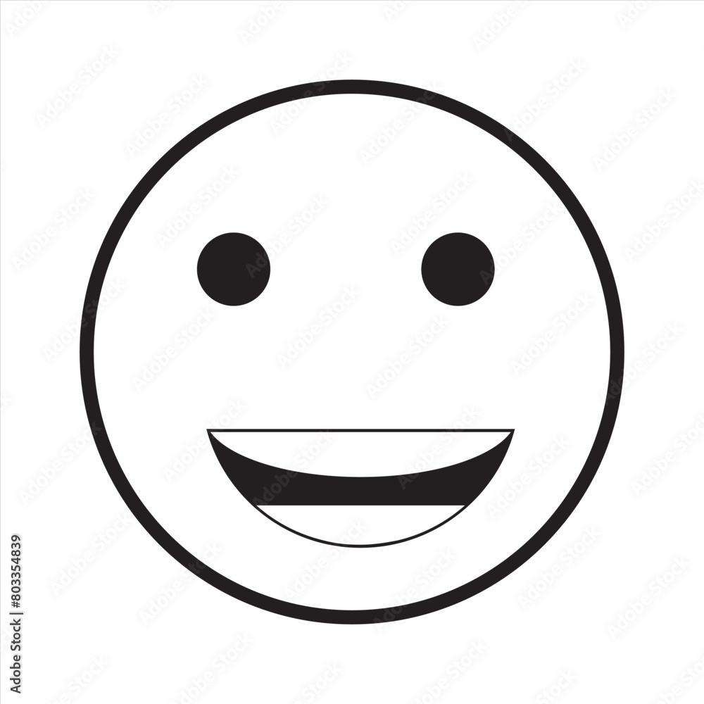 Fototapeta premium Face smile icon positive neutral. Happy face emoji vector icon. Black color and simple solid, Symbol, vector illustration.