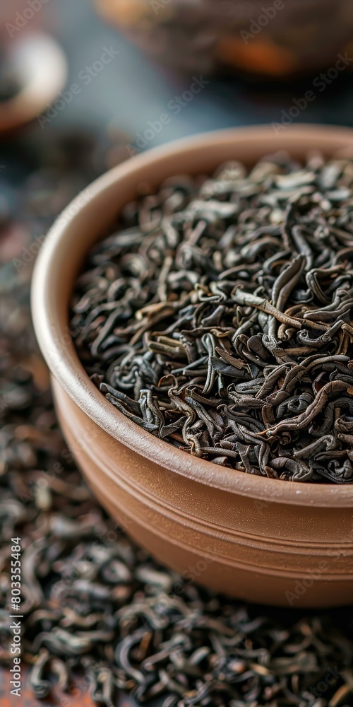 Black tea leaves in a ceramic bowl Black tea leaves in a ceramic bowl