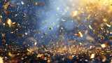 Golden glitter falling bokeh background