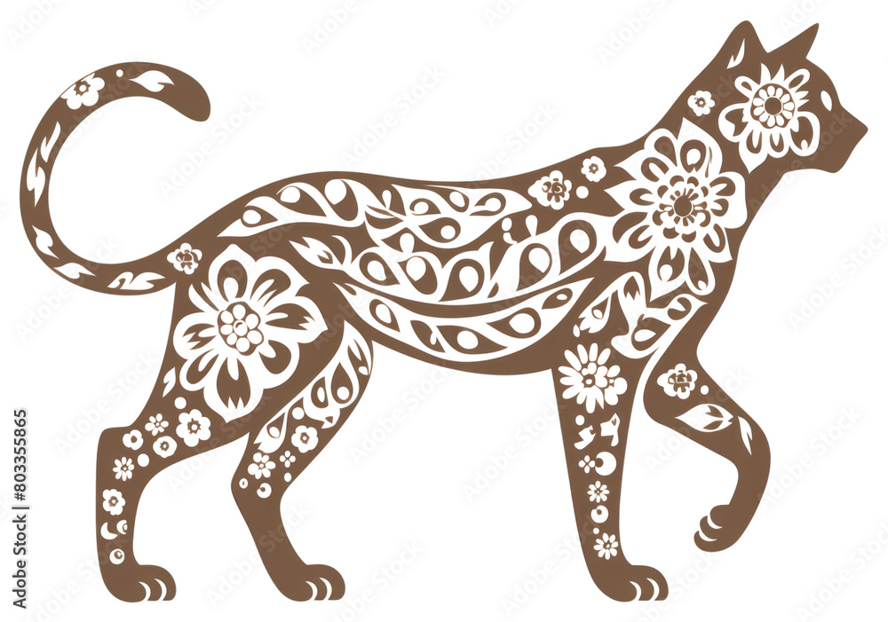 Fototapeta premium PNG Adorable cat drawing mammal animal.