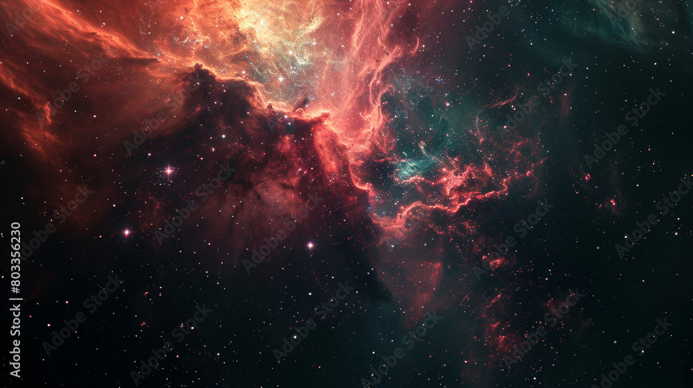 Celestial Symphony: Vibrant Nebula and Galactic Splendor in the Depths of Space