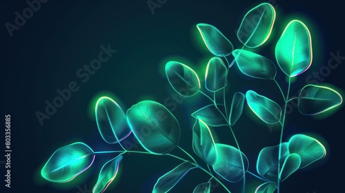 eucalyptus leaves neon light