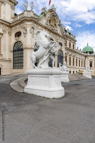 Baroque Belvedere palace, decorative building entrance, Vienna, Austria