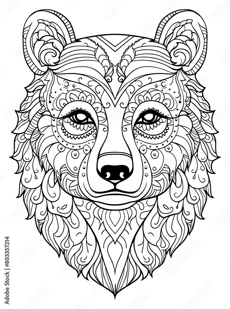 Fototapeta premium PNG Bear head sketch doodle drawing.