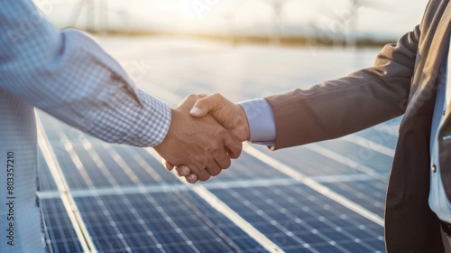 Electrical Engineer Technician and CEO executive business people making handshake after meeting.