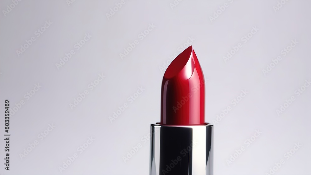 Red lipstick on a grey blurred background Red lipstick on a grey blurred background