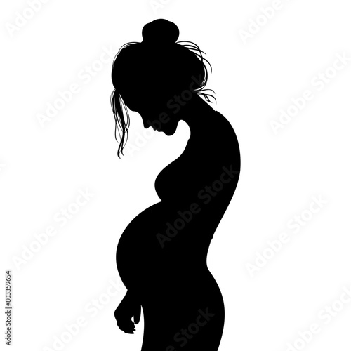 Pregnant teen girl silhouette. Vector illustration