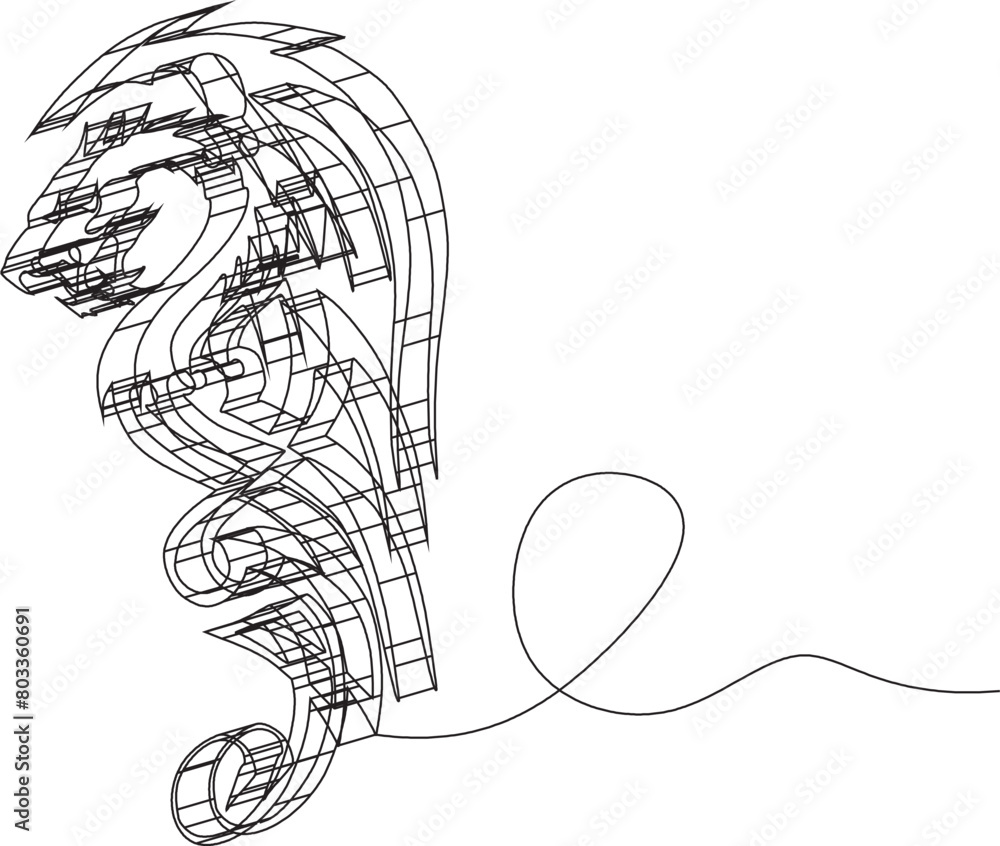 Obraz premium Dragon's Lineage: A Serpentine Illustration