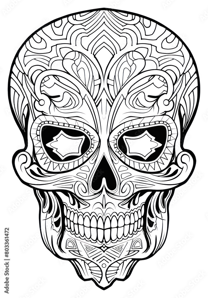 Obraz premium PNG Skull sketch doodle drawing.