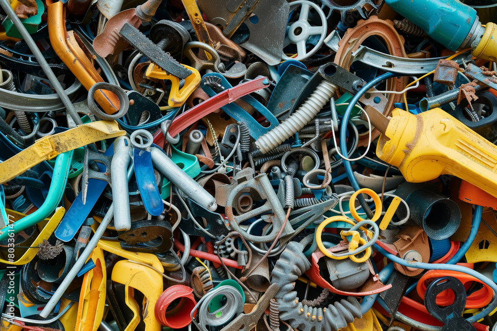 Close-up Discarded Mechanical Parts Manufacturing Waste Close-up Discarded Mechanical Parts Manufacturing Waste