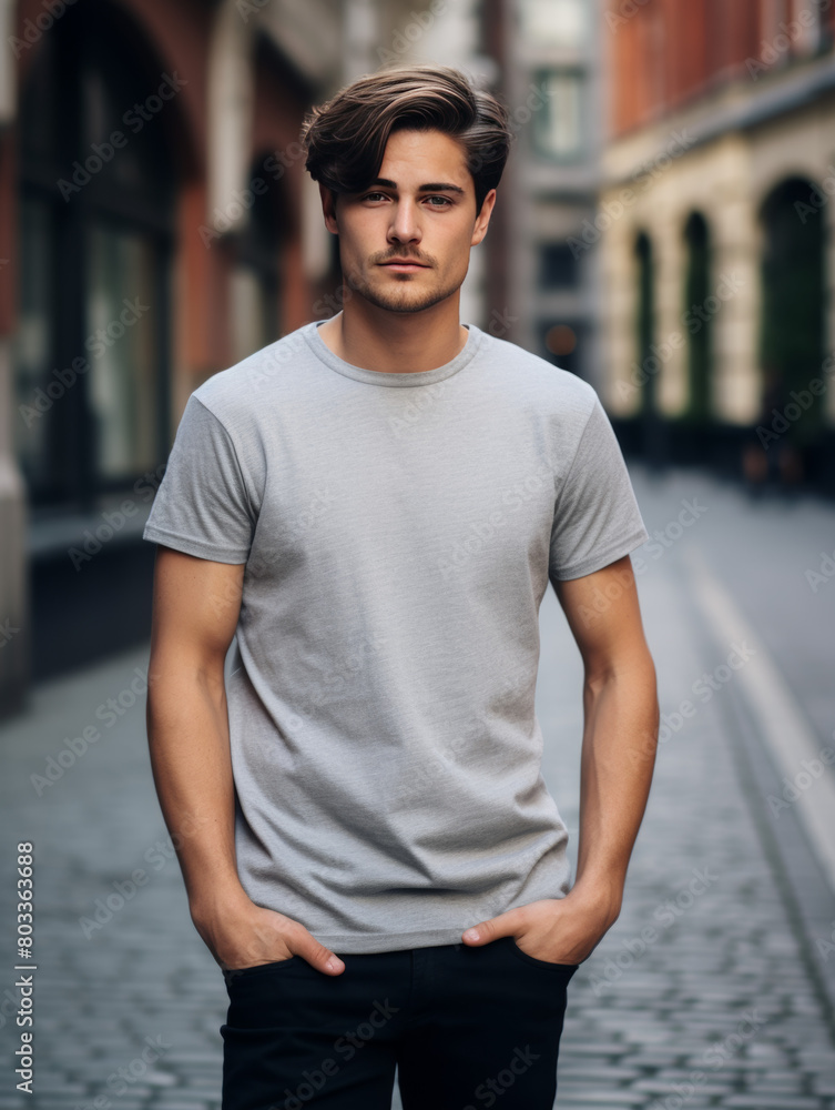 Young Man Posing in Urban Street Setting

