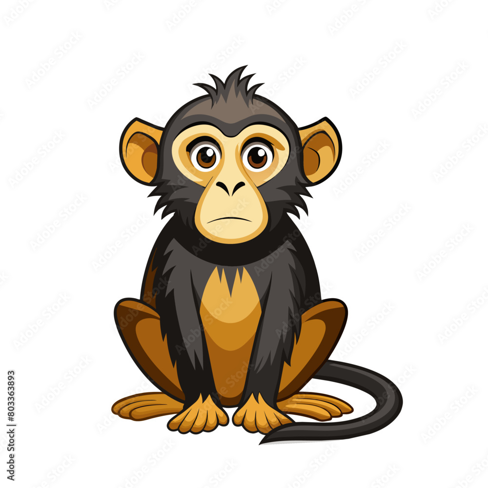 Fototapeta premium Cute funny monkey cartoon style on white background
