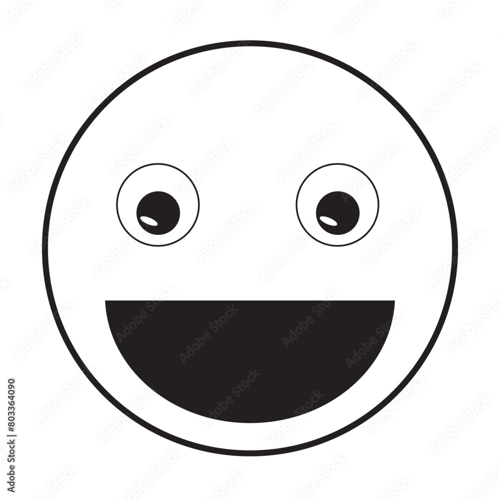 Face smile icon positive neutral.   Happy face emoji vector icon.  Black color and simple solid, Symbol, vector  illustration.