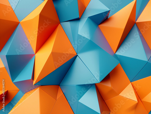 a blue and orange triangular shapes