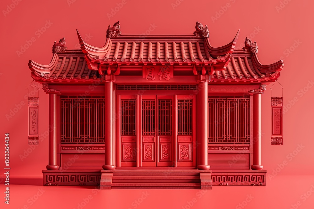 3d illustrations of ancient chinese house architecture design