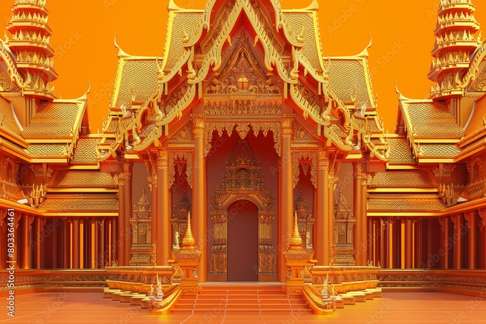 3d illustrations of thai temple architecture design